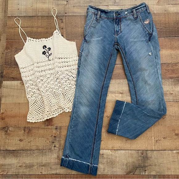 Denim - ODYN Distressed Embellished Bootcut Jeans (RARE)